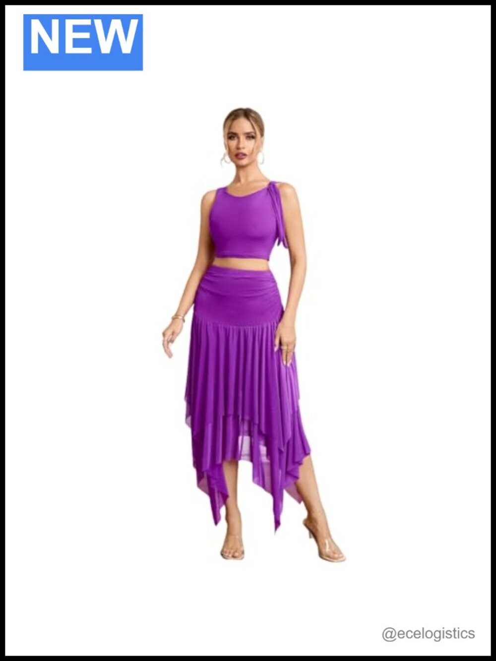 Women Sleeveless Tank Top and Asymmetrical Skirt Set 2 Piece Outfit